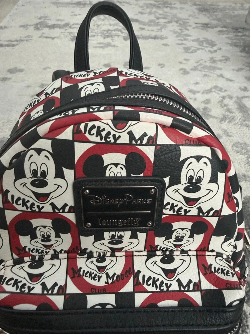 Loungefly Mickey Mouse Club Checker Mini Backpack - Black, White & Red